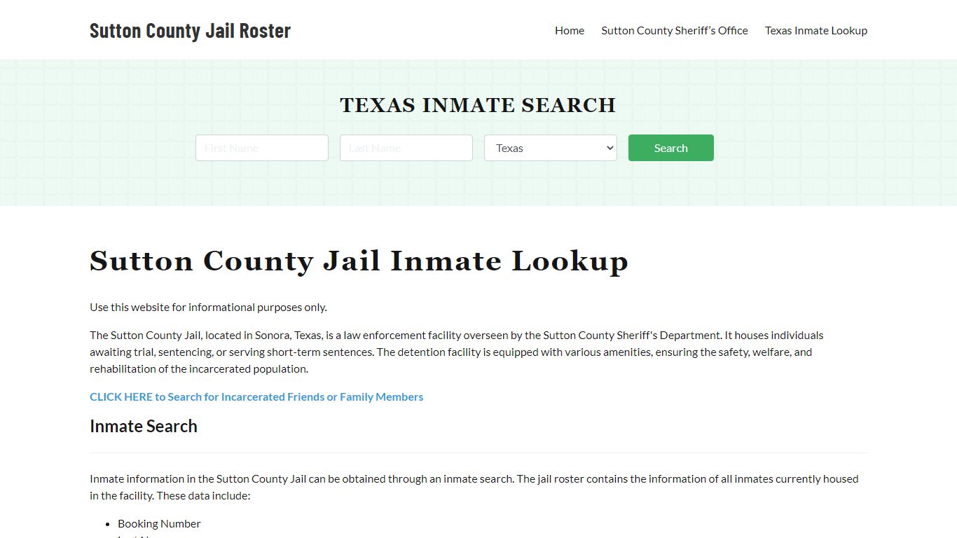 Sutton County Jail Roster Lookup, TX, Inmate Search