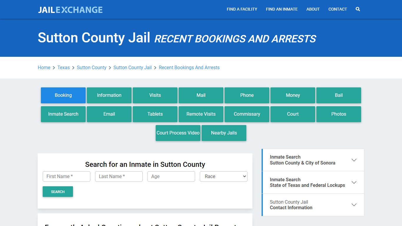 Sutton County Jail Recent Bookings And Arrests - Jail Exchange