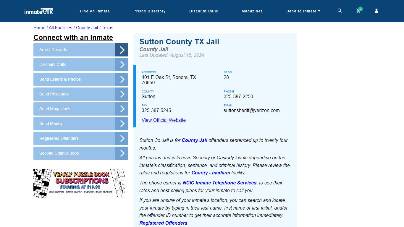 Sutton County TX Jail - Inmate Locator